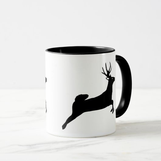 Black Reindeer Silhouette White Mok (Voorkant rechts)
