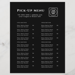 Black Restaurant Afhaalmenu Flyer Aangepaste Log