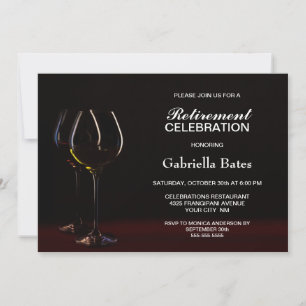 Black Retirement Wine Glass Party Kaart