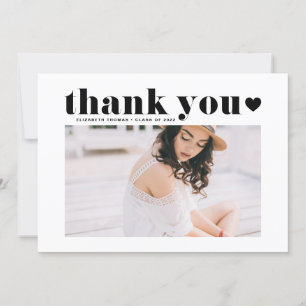 Black Retro Bold Typography Photo Afstuderen Bedankkaart