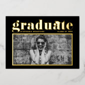 Black Retro Bold Typography Photo Afstuderen Folie Uitnodiging (Voorkant)