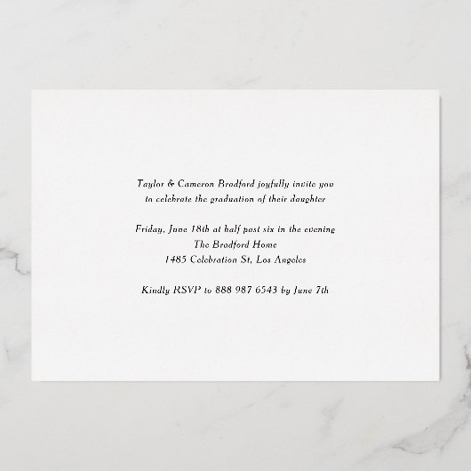 Black Retro Bold Typography Photo Afstuderen Folie Uitnodiging (Achterkant)