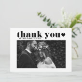 Black Retro Bold Typography Photo Wedding Bedankkaart (Staand voorkant)