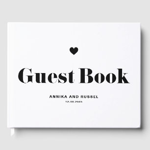 Black Retro Bold Typography Photo Wedding Gastenboek