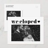 Black Retro Bold Typography Wedding Elopement Briefkaart (Voorkant / Achterkant)