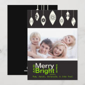 Black Retro Merry et Bright Family Carte photo (Devant / Derrière)