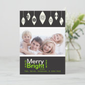 Black Retro Merry et Bright Family Carte photo (Debout devant)