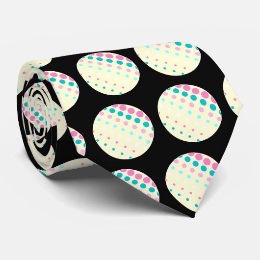 Black Retro Stippen Stropdas (Opgerold)