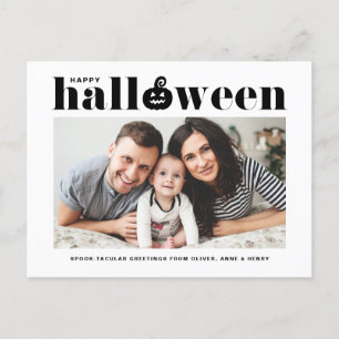 Black Retro Typografie Photo Happy Halloween Aankondigingskaart