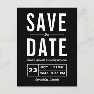 Black Retro Typography Navy Save the Date Aankondigingskaart