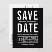 Black Retro Typography Navy Save the Date Aankondigingskaart (Voorkant / Achterkant)