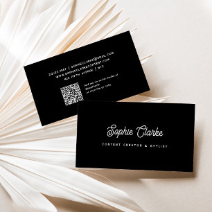Black Retroscript met QR-code Visitekaartje