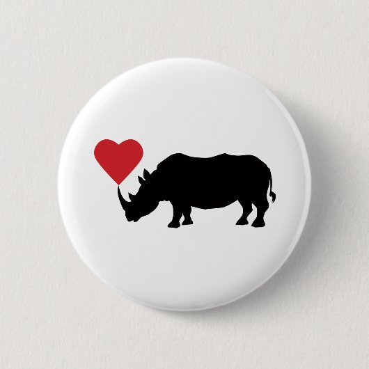 Black-Rhino-met-hart Ronde Button 5,7 Cm (Voorkant)