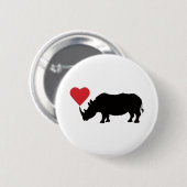 Black-Rhino-met-hart Ronde Button 5,7 Cm (Voorkant /achterkant)