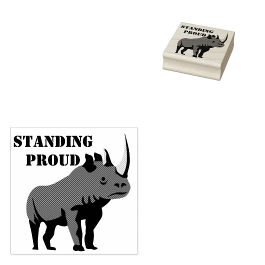 Black Rhino Standing Proud Rubberstempel (Gestempeld)