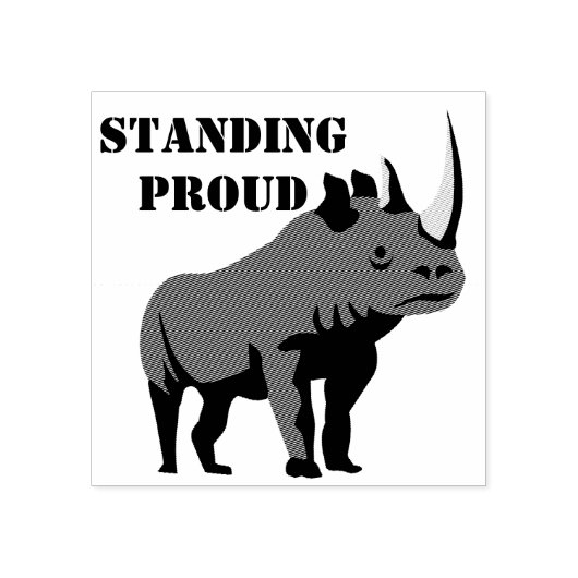 Black Rhino Standing Proud Rubberstempel (Afrduk)