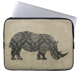 Black Rhinoceroses Silhouette Computer Sleeve