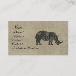 Black Rhinoceroses Silhouette Visitekaartje/Labels Visitekaartje