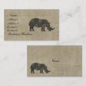 Black Rhinoceroses Silhouette Visitekaartje/Labels Visitekaartje (Voorkant / Achterkant)