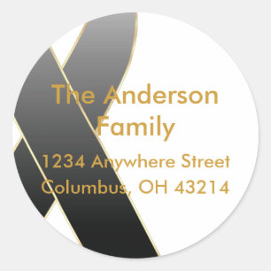 Black Ribbon Awareness Adresetiketten Ronde Sticker
