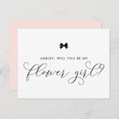 Black Ribbon Bow Serez-Vous Ma Carte Flower Girl (Devant / Derrière)