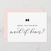 Black Ribbon Bow vous serez ma carte d'honneur (Devant / Derrière)