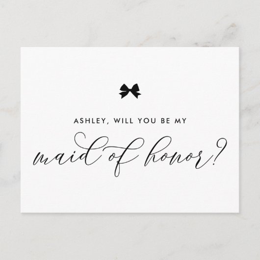 Black Ribbon Bow vous serez ma carte d'honneur (Devant)