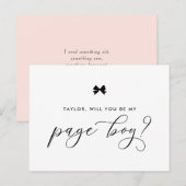 Black Ribbon Bow zal je mijn Page Boy Kaart zijn. (Voorkant / Achterkant)