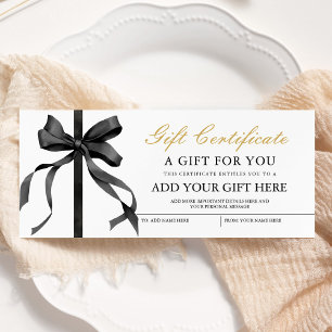 Black Ribbon Minimalist Gift Voucher Certificaat Kaart
