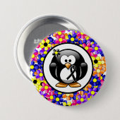 Black Ribbon Penguin Ronde Button 7,6 Cm (Voorkant /achterkant)