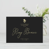 Black Ring Bearer Wedding Simple Proposal Card (Staand voorkant)