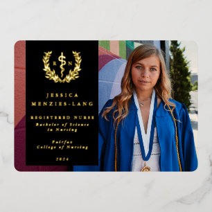 Black RN Asclepius Graduation Faire-part photo