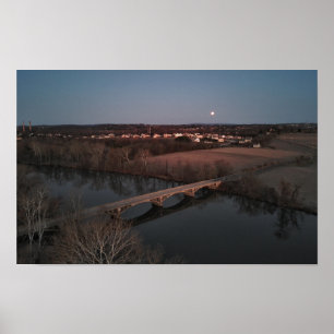 Black Rock Bridge Full Moon Poster