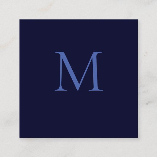 Black Rock Diepblauw Klassiek Uniek Monogram Informatiekaartje (Voorkant)