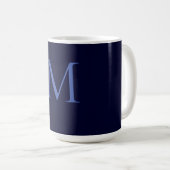 Black Rock Diepblauw Klassiek Uniek Monogram Koffiemok (Voorkant rechts)
