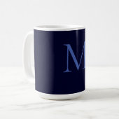 Black Rock Diepblauw Klassiek Uniek Monogram Koffiemok (Voorkant links)