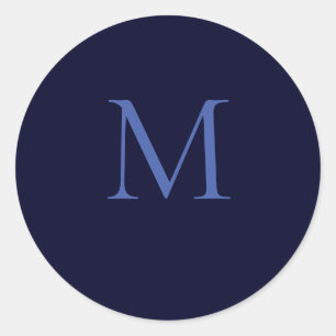 Black Rock Diepblauw Klassiek Uniek Monogram Ronde Sticker