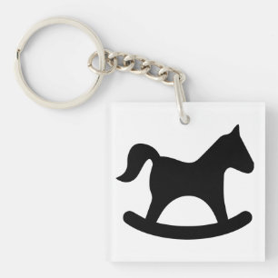 Black Rocking Horse Sleutelhanger