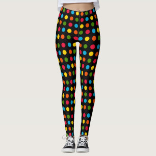Black   Rood Blauw Groen Geel Sinaasappel Polka Do Leggings