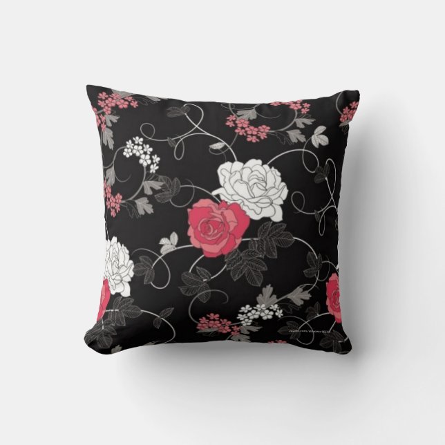 Black Roos Designer Pillow Kussen (Voorkant)