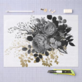 Black Roos Floral Bouquet Waterverf Ontkoppeling Tissuepapier (Craft)