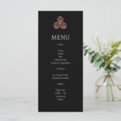 Black Roos Gold Celtic Knot Wedding Menu Cards (Staand voorkant)