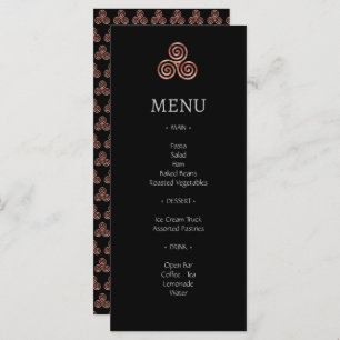 Black Roos Gold Celtic Knot Wedding Menu Cards