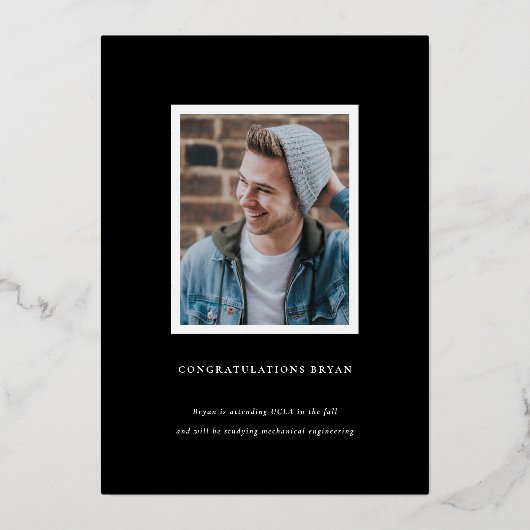 Black Roos Gold Lijst Afstuderen Aankondiging Kaar (Achterkant)