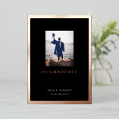 Black Roos Gold Lijst Afstuderen Aankondiging Kaar (Staand Voorkant)