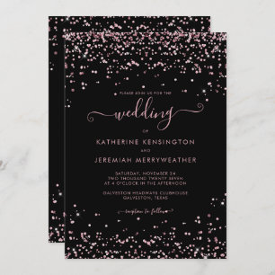 Black Roos Gold Pink Glitter Wedding Kaart