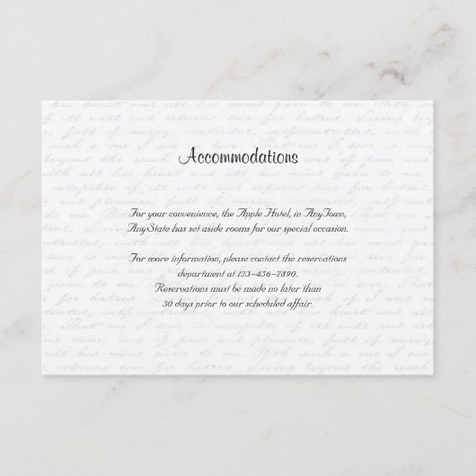Black Roos Love Letter Wedding Insert Informatiekaartje (Voorkant)