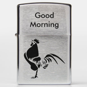 Black Rooster Croting the Good Morning Alarm