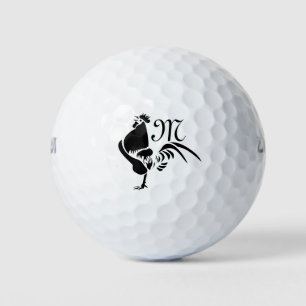 Black Rooster Croting the Good Morning Alarm Golfballen