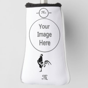 Black Rooster Croting the Good Morning Alarm Golfheadcover